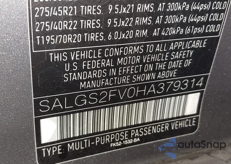 2017 Land Rover Range Rover 3.0L V6 Supercharged Hse из США, поврежденный, VIN SALGS2FV0HA379314